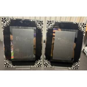 NIB PHILIP WHITNEY LTD Lot of 2 Black Flower Floral Enamel 4x6 Picture Frames